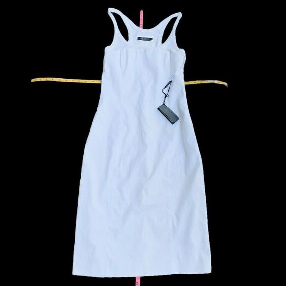 CALVIN KLEIN COLLECTION Made In Italy NWT White Cotton Spandex Bodycon Fitted Dr - Picture 5 of 16